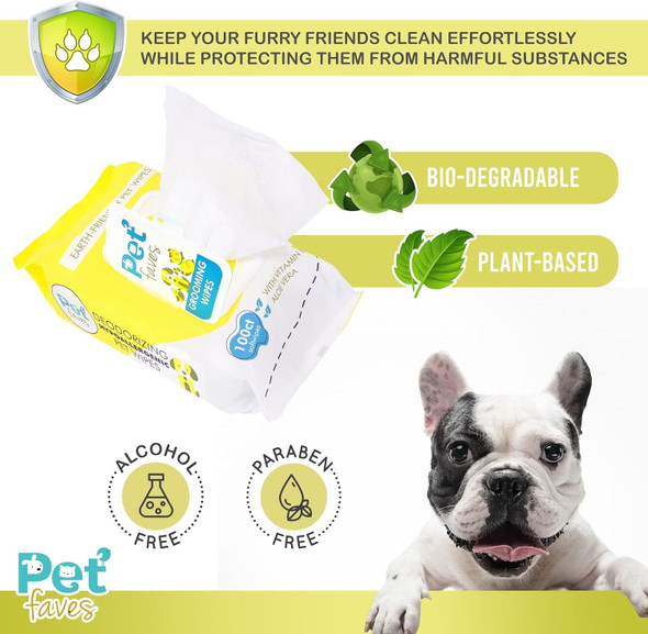 Pet Faves Dog Wipes For Cleaning And Deodorizing Hypoallergenic Grooming Wipes For Paws And Butt, Clean Face & Body Between Baths, Plant Based Natural Pet Wipes For Dogs And Puppy (400 Count)