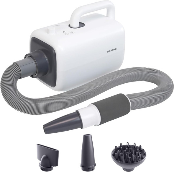 Pet Marvel Dog Dryer, High Velocity Pet Blow Dryer For Grooming, Adjustable Temperature And Speed With 3 Nozzles, Profesional Force Pet Hair Dryer Home Travel