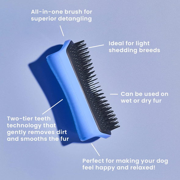 Pet Teezer Detangling And Dog Grooming Brush Dry Brush Or Dog Bath Brush Blue & Grey