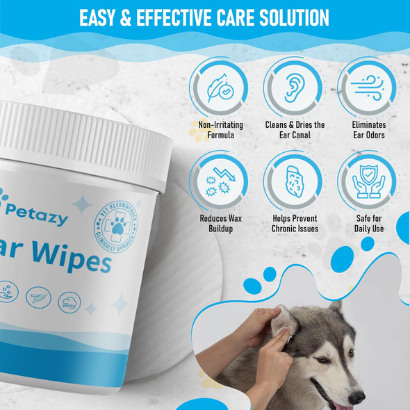 Dog Ear Wipes For Dog Unscented Dog Ear Cleaner For Dogs Remove Dirt Wax Itch Odor Natural Cleaning Puppy Ear Wipes Soothing Ear Wipes For Pets Cat Organic Ingredients 125 Xl Pcs
