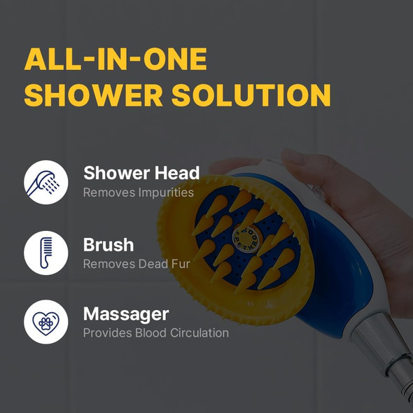 [Pethroom] Pet Relaxing Grooming Brush Scrubber Shower Wash Head Attachment For Dogs And Cats Spa Washing & Bathing Dog Cat Hair Deshedding Splash Shield Massage Rubber Bath Tool