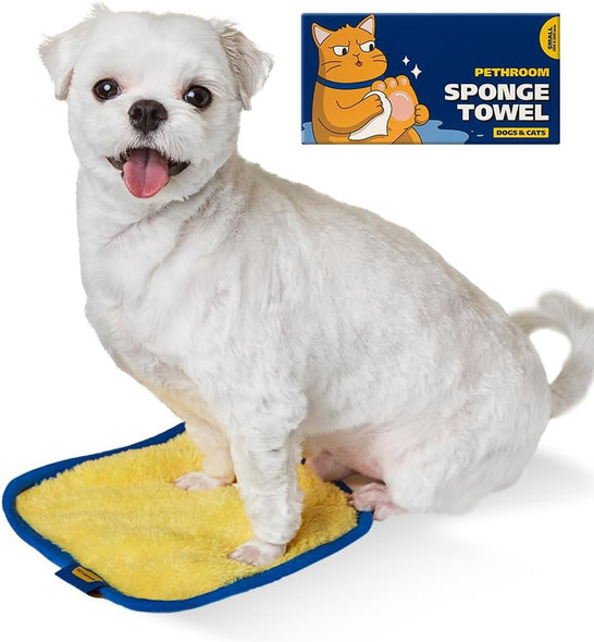 Pethroom] Sponge Dog Towels For Drying Dogs, Cats & Puppies Alike Lightweight, Super Absorbent & Quick Drying Doggie Dryer Microfiber Towel Soft Microfiber Pet Bath Towel (Small)