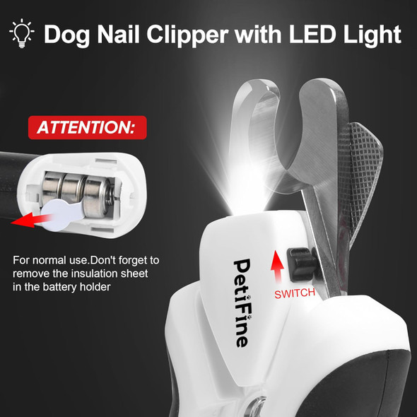 Petifine Led Dog Nail Clippers With Light, Dog Nail Trimmer With Safety Guard & Nail File, Razor Sharp Blades, Dog Nail Trimmer/Clipper For Large & Medium Dogs (Batteries-Included)…