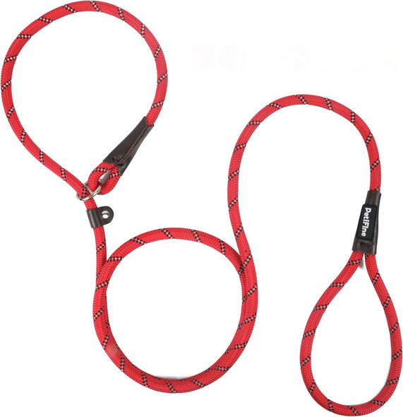 Petifine Slip Lead Dog Leash,6Ft X 3/8 Reflective Durable Dog Training Leash, Heavy Duty Adjustable Nylon Dog Rope Leash Slip Leash For Small Medium Large Dogs (Red)