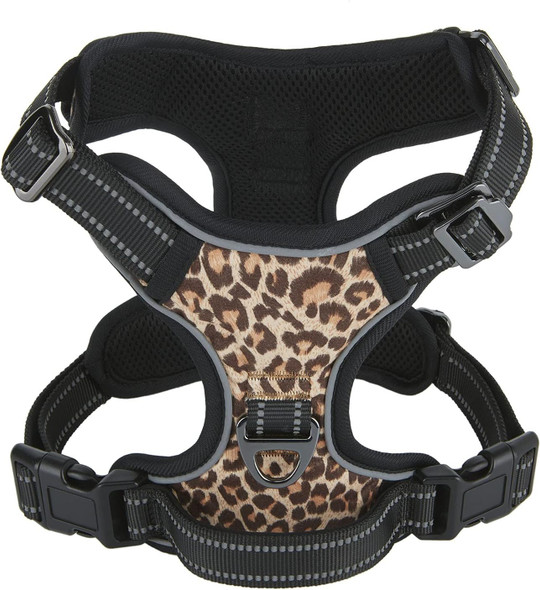 Dog Harness, Fancy Leopard Pet Harness,No Pull Dog Harness, Adjustable And Durable With Soft Padded Reflective Vest Harness For Small Dogs.(Small, Leopard)