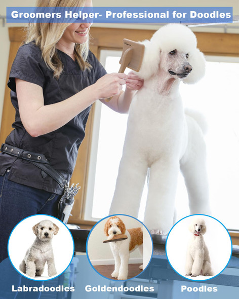 Dog Slicker Brush, Large Dog Brush, Professional Doodles Brush, For Poodles, Goldendoodles And Labradoodles, Easy To Remove Tangles, Mats And Fluff, Wood