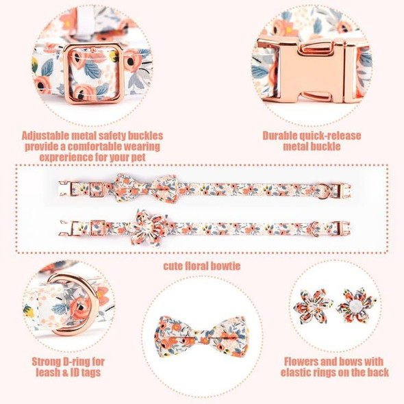 Girl Dog Collar And Leash Set With Removable Flower And Bow Tie, Adjustable Collar With Strong Metal Buckle For Small Medium Large Female Dogs, A Poop Bag Dispenser Included (Medium, Orange Flower) Girl Dog Collar And Leash Set With Removable Flower And Bow Tie, Adjustable Collar With Strong Metal Buckle For Small Medium Large Female Dogs, A Poop Bag Dispenser Included (Medium, Orange Flower)