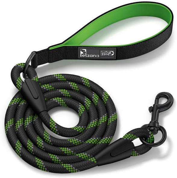Green Dog Leash With Soft Padded Handle - 5 Ft Reflective Heavy Duty Dog Leash For Small Medium & Large Dogs, Lightweight Walking & Training Strong Dog Leash For Pet, 5Ft Leashes For Large Breed Dogs