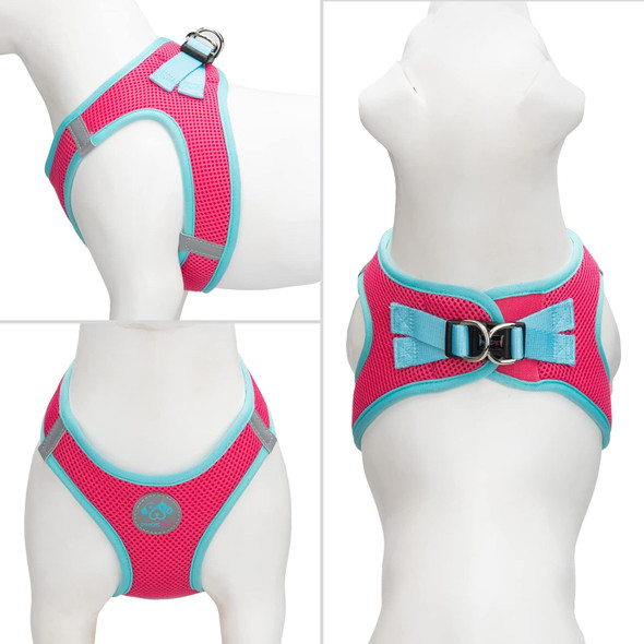 Phoepet Step-In Dog Harness,Reflective Adjustable Dog Vest Harness, Soft Pet Walking Jacket With 2 Metal Leash Hooks For Dog And Cat(Pink Base & Green Straps,Xs)