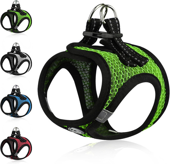 Dog Harness For Small Dogs No Pull Dog Harness Soft Air Mesh Puppy Harness Step In Small Dog Harness Cat Harness All Weather Outdoor Dog Vest Harness For Pet Cats Dogs And Rabbit (Green, Medium)