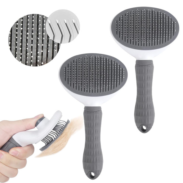 Cat Brush Small Dog Brush Puppy Hair Brush Pet Brush Self Cleaning Cat Brush Massage Self Cleaning Brush Dog Pet Hair Removal Comb For Cat Dog Cat Bunny Pet (Grey A)