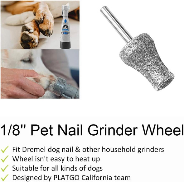 Diamond Dog Nail Grinder For Dremel, Diamond Nail Drill Bits For Dogs&Pets Nail Care, 1/8'' Nail Dremel Tool
