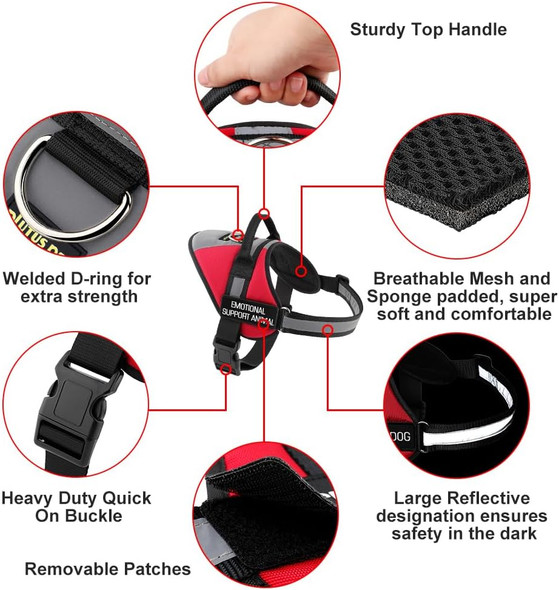Plutus Pet Emotional Support Dog Vest, No Pull Dog Vest Harness With Easy Control Handle, Reflective Breathable Soft Padded And Adjustable, For Small Medium Large Dogs