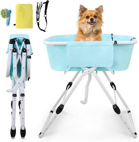 3 In 1 Dog Washing Station For Home - Foldable & Portable Elevated Dog Bathtub For Indoor & Outdoor, Adjustable Height, Non-Slip, Convenient Drainage, Dog Bathtub For Small To Medium Pets, Blue 3 In 1 Dog Washing Station For Home - Foldable & Portable Elevated Dog Bathtub For Indoor & Outdoor, Adjustable Height, Non-Slip, Convenient Drainage, Dog Bathtub For Small To Medium Pets, Blue
