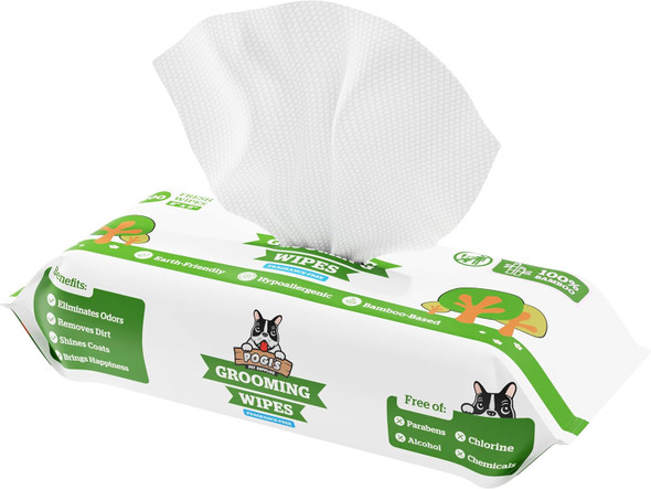 Pogi'S Dog Grooming Wipes - 100 Dog Wipes For Cleaning And Deodorizing - Plant-Based, Hypoallergenic Pet Wipes For Dogs, Puppy Wipes - Quick Bath Dog Wipes For Paws, Butt, & Body - Fragrance
