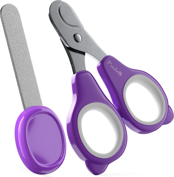 Poodlie Pet Nail Clippers - 2 Pc Dog Nail Trimmers/Cat Nail Trimmers & Dog Nail File Set - Professional Grooming Tools - Cat Nail Clipper/Dog Nail Clipper & Cat Nail File For Small Breeds