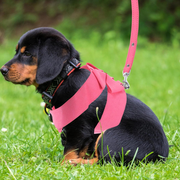 Popetpop Pink Microfiber Dog Harness & Leash Set, Xl, Adjustable, No-Pull, Escape Proof, Integrated Design, Comfortable, For Small Dogs & Cats
