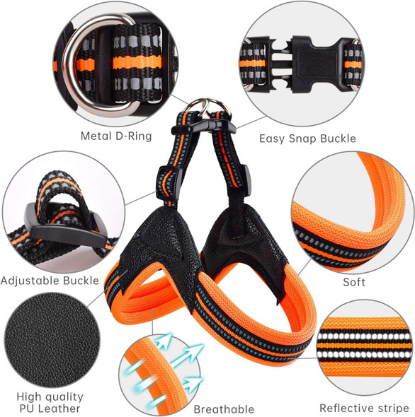 Dog Harness No Pull Ultra Soft Breathable Padded Pet Harness 2 Adjustable Botton, 3M Reflective Pet Harness For Dogs Easy Control For Small Medium Large Dogs