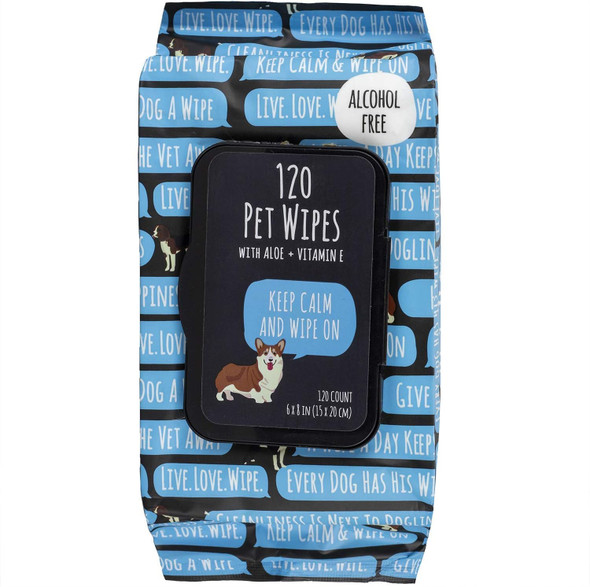 Pet Wipes (120 Count) - Extra Gentle Deodorizing Dog Grooming Wipes With Aloe Vera And Vitamin E, Alcohol - Fresh Scent (Statements)