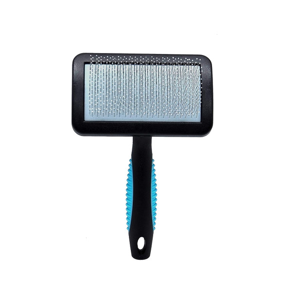 Premium Curved Scraper Medium Ball Brush - Groom Like A Professional To Saves Time Energy - Perfect For Animal Skin Without Scratching, Blue