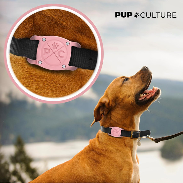Pup Culture Ip68 Waterproof Airtag Dog Collar Holder 2.5X Stronger Than Competitors - Track Your Pet Using Apple Airtag Technology Doesn’T Hurt Your Collar Dog Or Cat Collar Airtag Holder