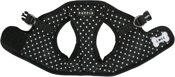 Puppia Dotty Step-In Vest Dog Harness No Pull No Choke Easy Wear Training Walking For Small Dog, Small, Black