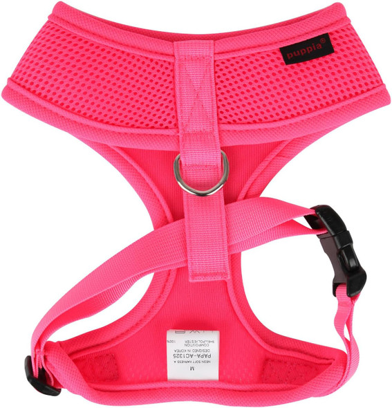 Puppia Soft Harness A Xl Over-The-Head Soft Mesh Harness Neon Pink