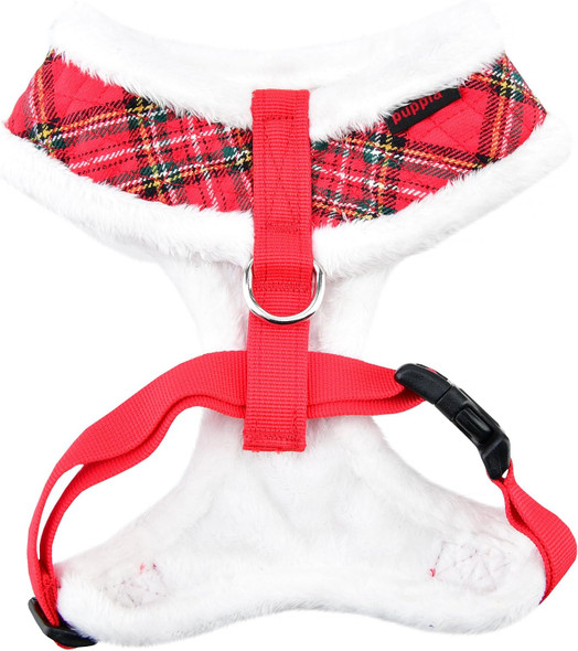 Puppia Blitzen Dog Harness Over-The-Head Warm Winter Christmas Holiday Harness Adjustable Chest For Small And Medium Dog, Checkered Red, Medium