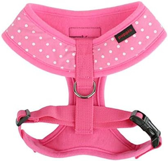 Puppia Dotty Dog Harness Over-The-Head No Pull No Choke Walking Training Adjustable For Small & Medium Dog, Large, Pink
