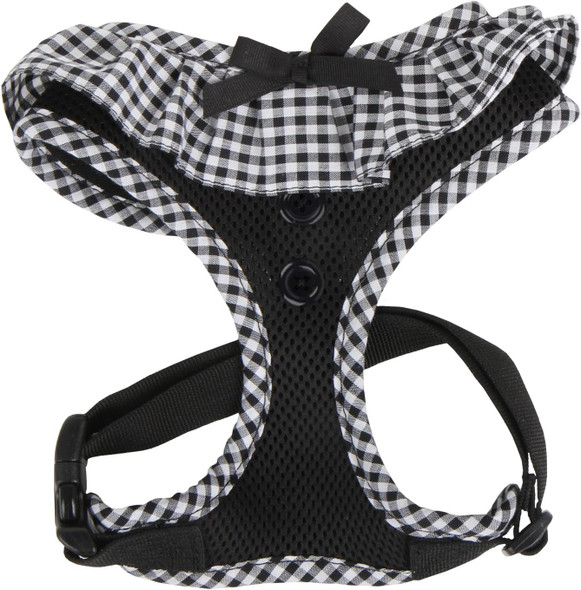 Puppia Vivien Dog Harness Over-The-Head All Season Cute No Pull No Choke Walking Training Adjustable For Small Dog, Black, Medium