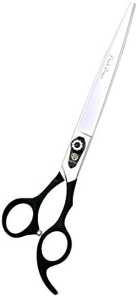 Purple Dragon Professional 8.0 Flexible Lacquer Black Handle Pet Grooming Hair Cutting Scissor And Dog Chunker Shear - Japan 440C Stainless Steel Perfect For Pet Groomer (Cutting Shear)