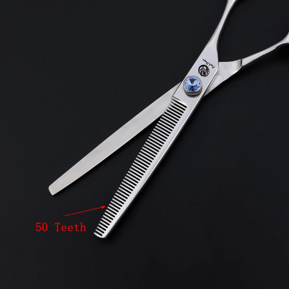 Purple Dragon Touch Pet Blenders Shears, 7.0 50-Tooth Thinning Scissor For Dogs, 440C Japanese Stainless Steel Texturizers Dog Thinning Shears(Blue)