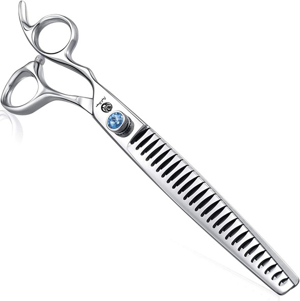Purple Dragon 8.0 Left Handed Professional Pet/Dog Grooming Hair Cutting Scissors&Downward Curved Scissor &Chunker Shears With Bag - For Mancinism Pet Groomer Or Family Diy