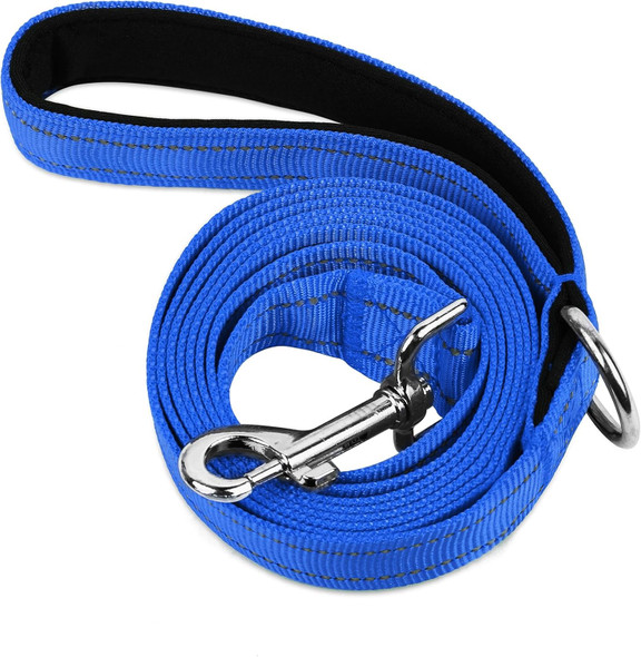 Double-Sided Reflective Nylon Dog Leash, 4 Ft/5 Ft/6 Ft, Soft Padded Handle Heavy Duty Dogs Leashes With D Ring For Medium And Large Dogs Walking And Training,(Navy Blue, 6Ft)