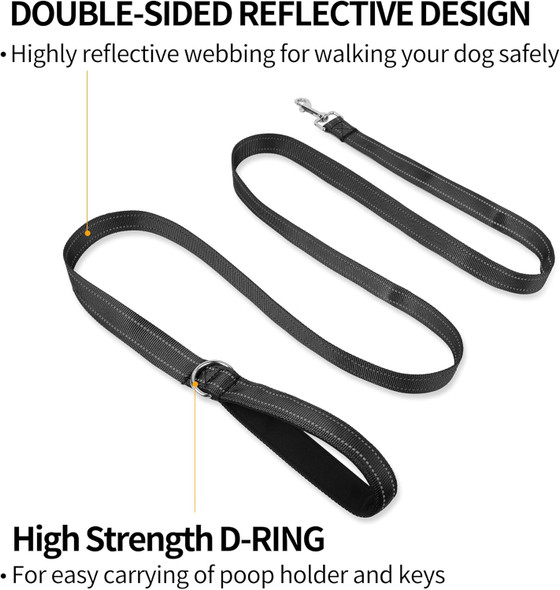 Double-Sided Reflective Nylon Dog Leash, 4 Ft/5 Ft/6 Ft, Soft Padded Handle Heavy Duty Dogs Leashes With D Ring For Medium And Large Dogs Walking And Training,(Orange, 4Ft)