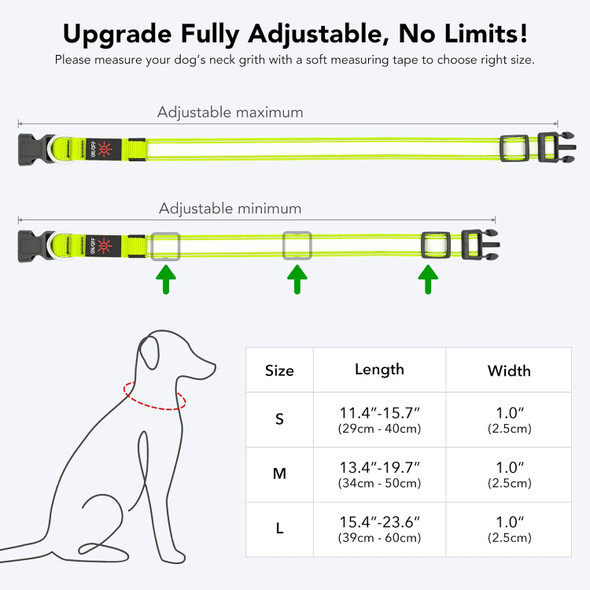 Led Light Up Dog Collars Micro Usb Rechargeable Waterproof, Full Adjustable Lighted Glow Dark Dog Collar Light For Night Walking For Small Medium Large Dogs, Green
