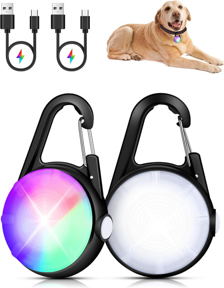 Dog Lights For Night Walking - 2 Pack 4 Modes Dog Collar Light, Rechargeable Dog Walking Light For Nighttime Clip On, Ip68 Waterproof Durable Dogs Safety Light (Black)