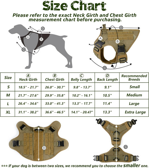 Rabbitgoo Tactical Dog Harness For Large Dogs, Heavy Duty Dog Harness With Handle, No-Pull Service Dog Vest Large Breed, Adjustable Military Dog Vest Harness For Training Hunting Walking, Brown, L