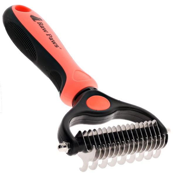 Raw Paws Undercoat Rake & Dematting Tool, 1 Ct - 2-Side Undercoat Rake For Dogs & Cats - Dog Rake Brush For Shedding - Dematting Tool For Dogs - Cat Brush For Shedding - Cat & Dog Grooming Rake Raw Paws Undercoat Rake & Dematting Tool, 1 Ct - 2-Side Undercoat Rake For Dogs & Cats - Dog Rake Brush For Shedding - Dematting Tool For Dogs - Cat Brush For Shedding - Cat & Dog Grooming Rake