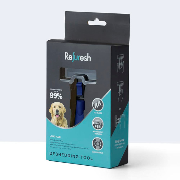 Medium, Blue Deshedding Brush For Long Hair Dogs, Cats & Pets - Lightweight Brush For Shedding & Grooming - Deshedder Supplies