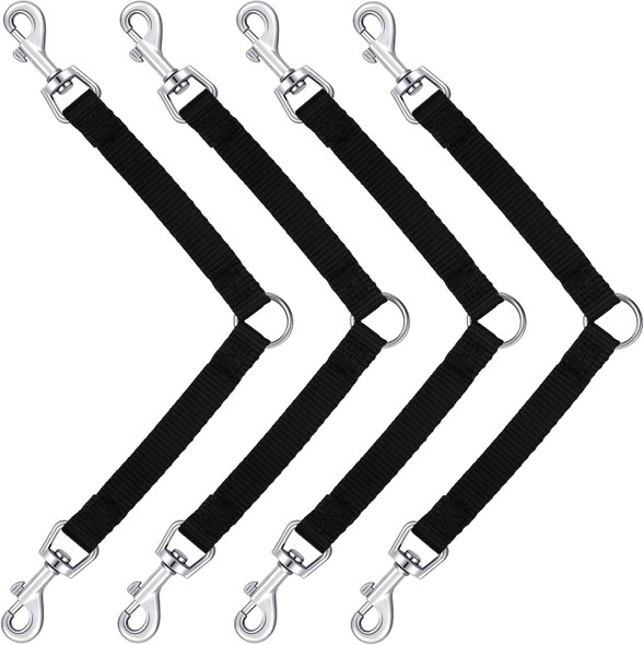 4 Pieces No Tangle Dog Leash Couplers Black Double Clip Leash For Dogs Two Clasp Dog Double Leashes 0.6 Inch Wide Heavy Duty Nylon Leash Splitter For Large Dogs Pet Walking Supplies, 4 Inch