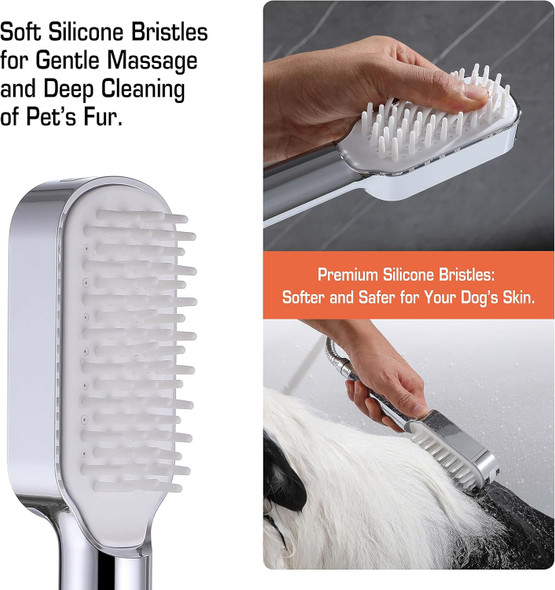 Dog Shower Brush Set-Dog Shower Attachment Kit-Pet Grooming And Dog Washing Tool With Extra-Long Hose-Pet Bathing And Cleaning With Shower Arm Diverter And Hand Held Shower Wand