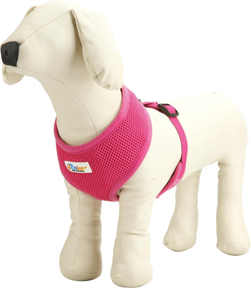 Rnker Soft Mesh Dog Harnesses Padded Vest No Pull Comfort Double Layer Harness For Pet Puppy (Small, Pink)
