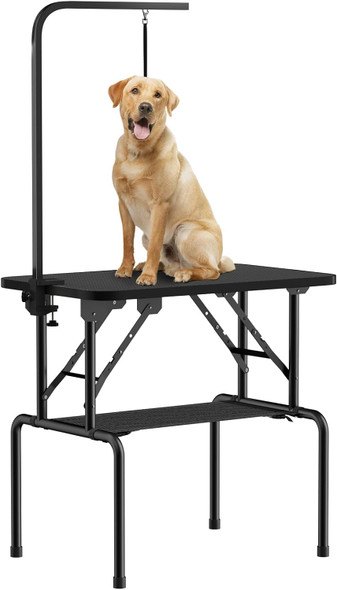 Roomtec 32 Inch Dog Grooming Table,Foldable Pet Grooming Tables At Home With Adjustable Arm,Nooses, Mesh Tray
