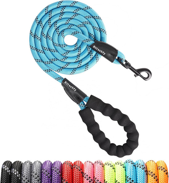 Dog Leash Heavy Duty - 2/4/5/6/8/10 Foot Rope Leash With Comfortable Padded Handle And Reflective - Puppy Training Leash For Small Medium Large Breed Dogs - (1/2 X5 Ft, Blue)