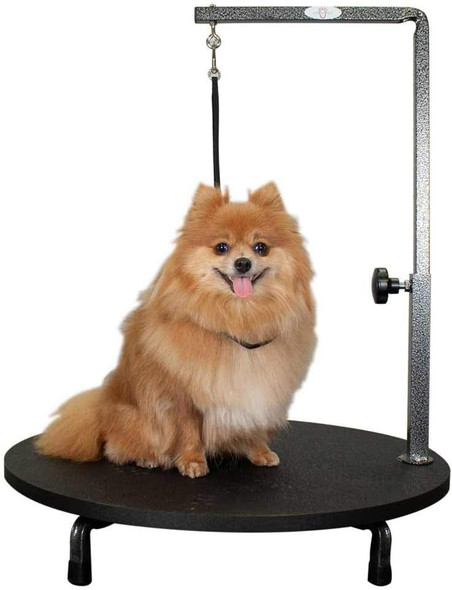 Ryan'S Pet Supplies Paw Brothers Round Grooming Table For Small Dogs, Adjustable Height Arm, Black 24 Inch Diameter Rotating Table Top, Grooming Station For Maltese, Pekingese, Terrier, And Puppies