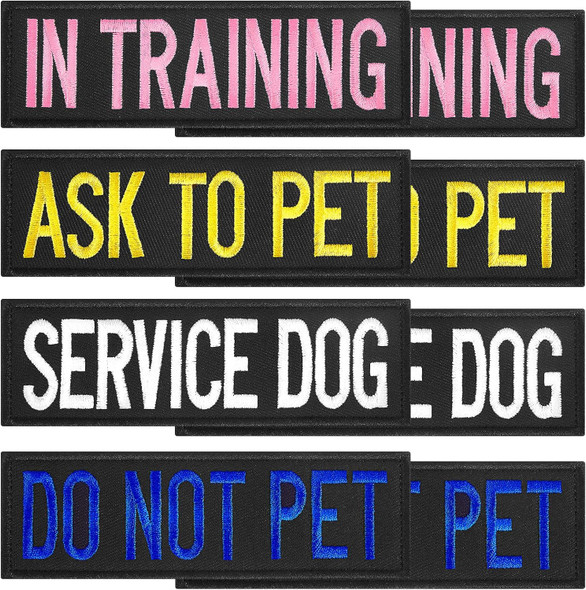 8 Pieces Service Dog Patches Colorful Dog Vest Harnesses Patches Do Not Pet Vest Patches Ask To Pet For Animal Tactical Harnesses Collars Leashes
