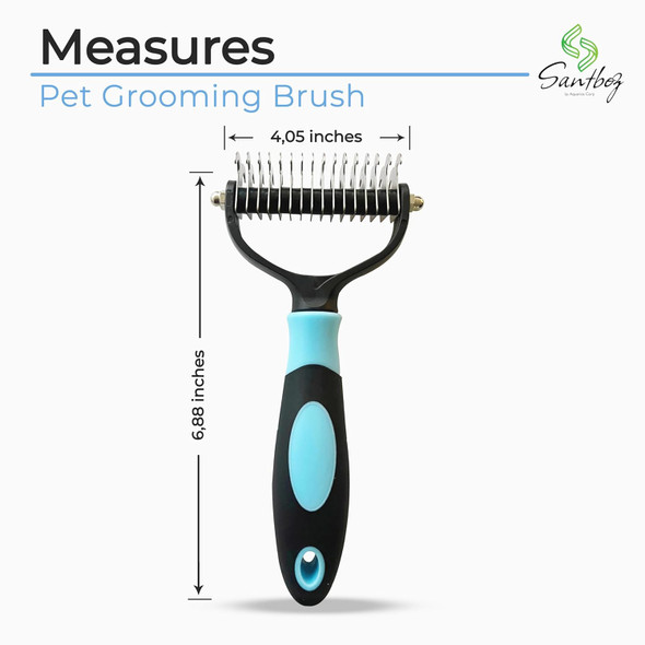 Pet Grooming Brush Hair Remover, Clean Detangle Hair Cat And Dog. 2 Sided Rake For Dogs & Cats, Professional Deshedding Brush And Tool Effective Removing Knots, Tangles For Cats, Dogs. (4 In)