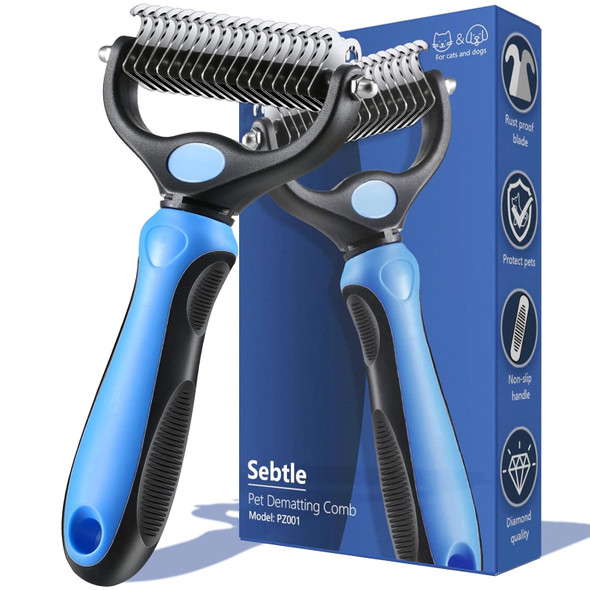 Dog Brush For Shedding, Sebtle Double Sided Undercoat Rake Comb For Dogs And Cats, Pet Grooming Brush For Small, Medium Dogs And Cats,Furminator Tool Remove 98% Mats, Tangles
