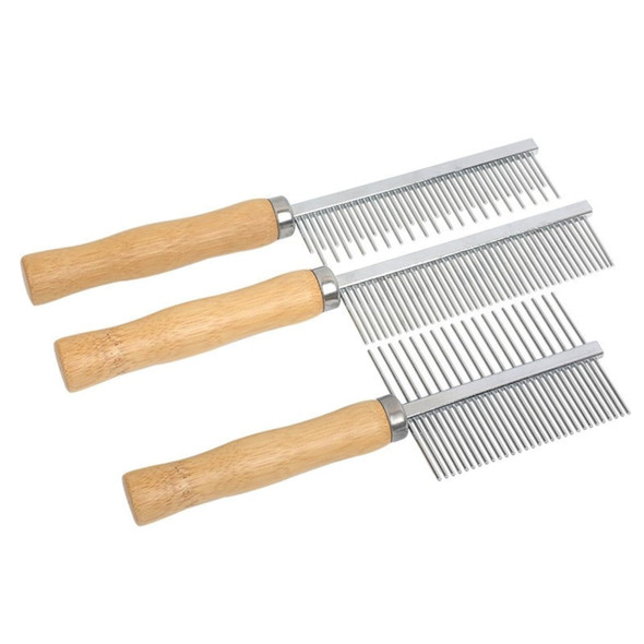 Professional Metal Dog Grooming Comb 3 Pcs Wooden Handled Pet Comb For Dogs And Cats Removes Tangles, Dematting, Detangling Great For Matted Hair